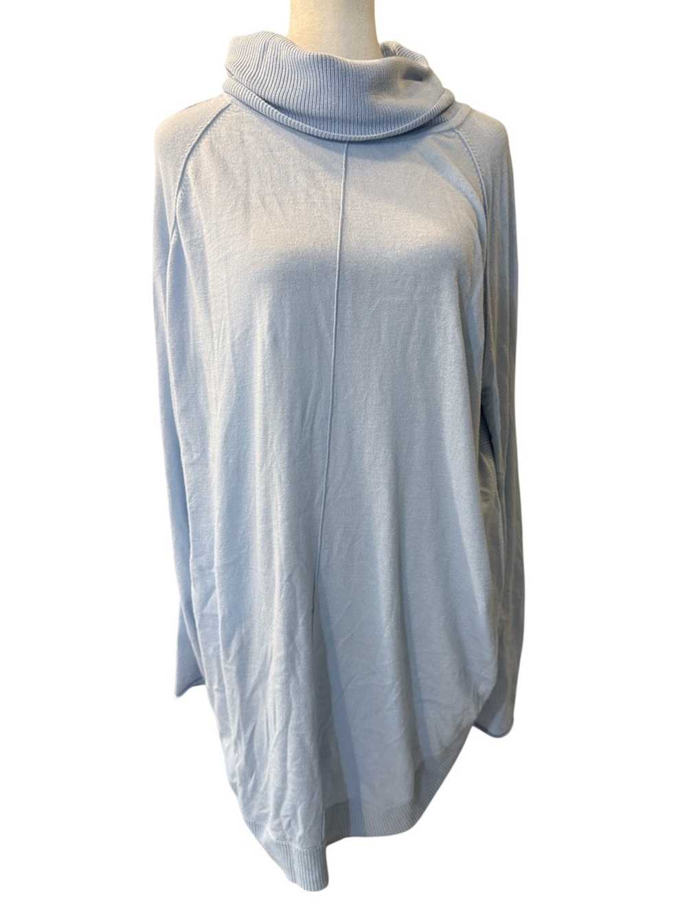 Calson Wool Blend Oversized Cowl Neck Tunic Sweater Light Blue L